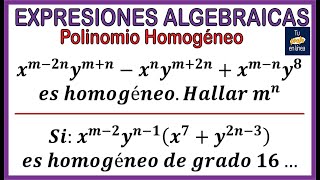 🚩EXPRESIONES ALGEBRAICAS 04 Polinomio Homogéneo Ejercicios [upl. by Erdman]