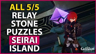 All 5 Relay Stone Puzzles Seirai Island ┃8 common chests amp 1 Luxurious Chest ┃ Genshin Impact [upl. by Nolyarg]