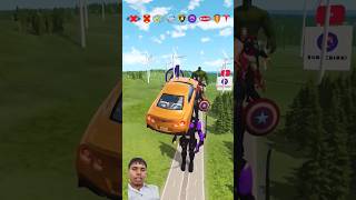 Cars VS Avengers 🚗😮  BeamNGdrive shorts trending [upl. by Ahcim]