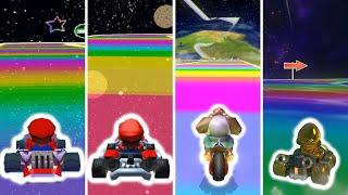 RAINBOW ROAD DX Custom Track in 4 different Mario Kart Games [upl. by Jaquelin559]