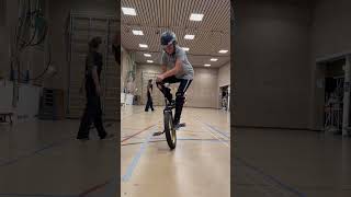 Another unicycle training indoor this time With unicycle hockey as warming up for unicycle tricks [upl. by Quintie]