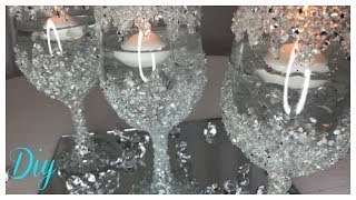 DIY CRUSHED GLASS CENTERPIECE 💍 BLING WEDDING SERIES [upl. by Mateo]