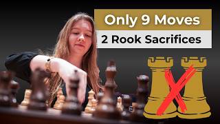 Unbelievable 9 Moves and 2 Rook Sacrifices  Chess Analysis with Lara Schulze [upl. by Sinegra68]