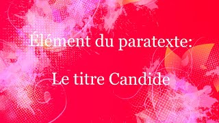 Élément du paratexte le titre Candide [upl. by Taber]