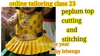 peplum top Cutting stitching in tamilpattu pavadai sattai cutting and stitchingtailoring class 23 [upl. by Nielson976]