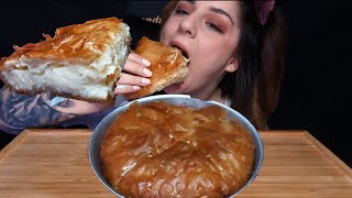 Galaktoboureko  Mukbang Cream n Phyllo  Syrup  Böreği [upl. by Gerrard]