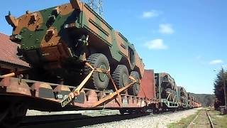 Trem Militar Exército Brasileiro e Rumo com Blindados Guarani  Ferrovia Curitiba  Paranaguá [upl. by Fausta]